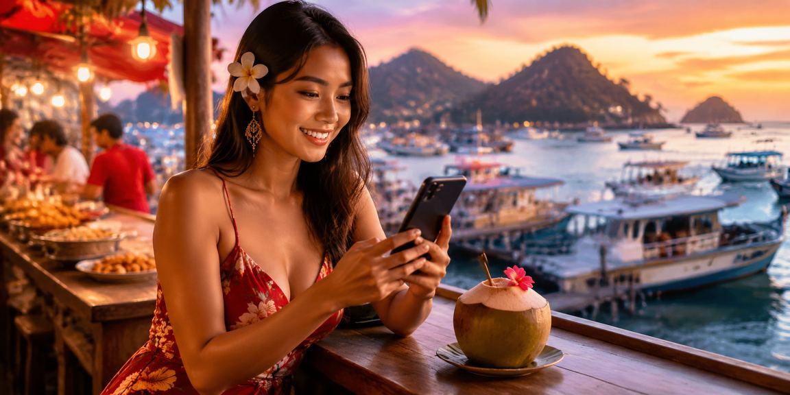 Model Vietnam bermain casino mobile dengan ekspresi antusias